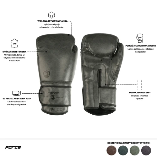 Rękawice bokserskie szare - Force