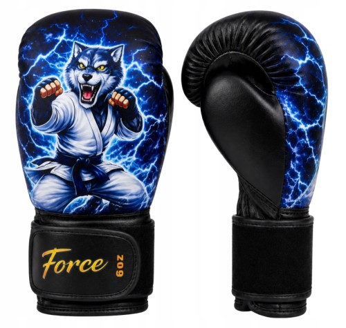RĘKAWICE BOKSERSKIE TRENINGOWE DLA DZIECI Z WILKIEM 6OZ - FORCE